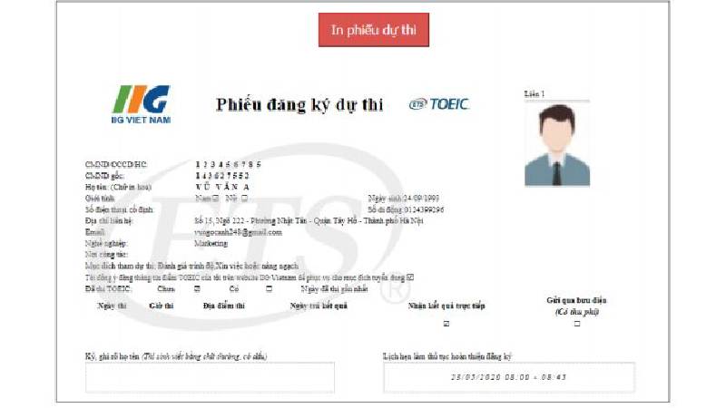 Các thủ tục cần chuẩn bị đăng ký online bài thi TOEIC 