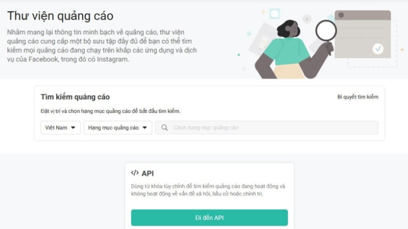 Xem quảng cáo từ thư viện facebook ads