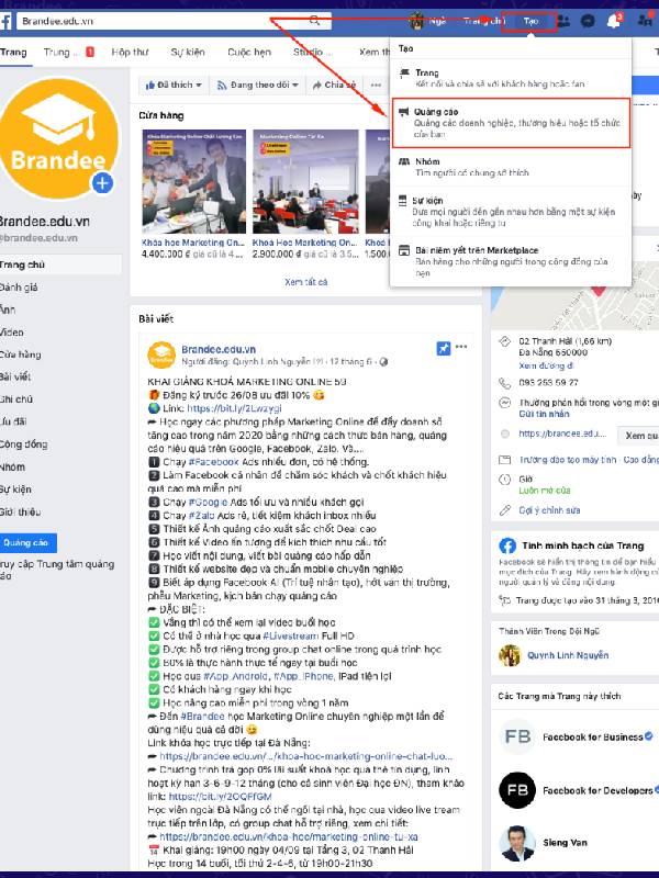 xem ID account quảng cáo Facebook từ thanh địa chỉ