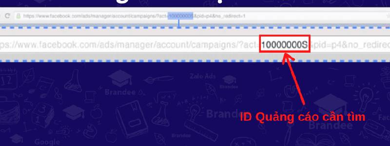 xem ID account quảng cáo Facebook từ thanh địa chỉ