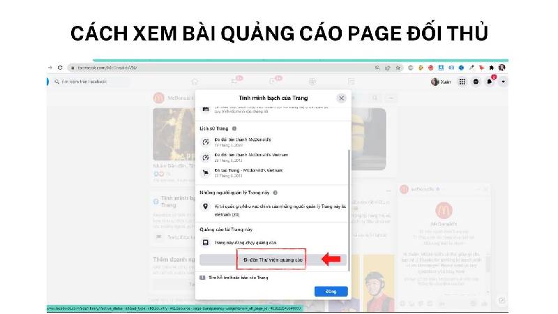 Cách xem quảng cáo page của đối thủ