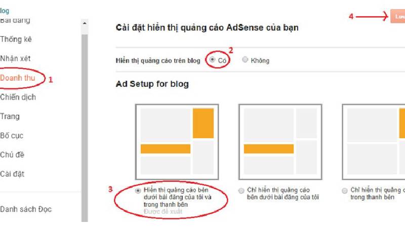 Cách đặt quảng cáo google adsense trên blogger