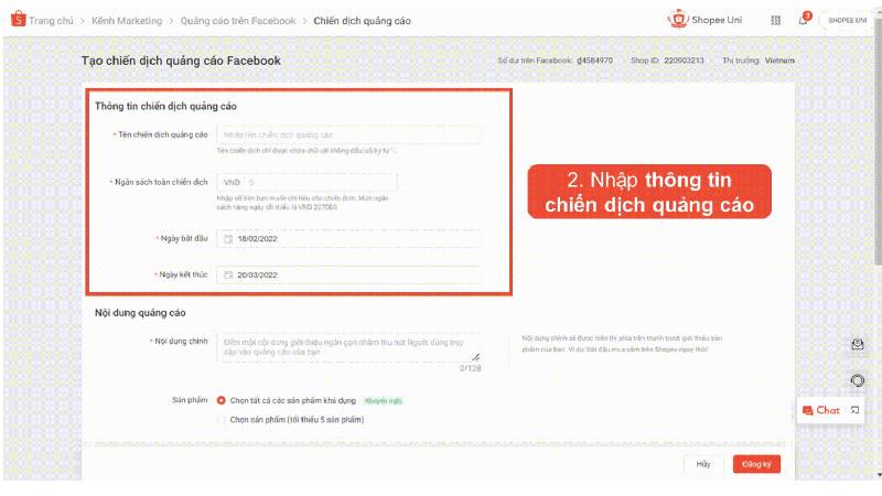 Từ shopee chạy quảng cáo qua Facebook