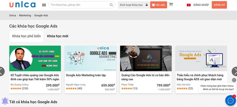 Học chạy quảng cáo Google Adwords tại Unica