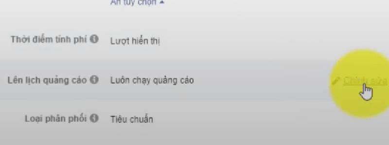 Hướng dẫn chỉnh giờ chạy quảng cáo