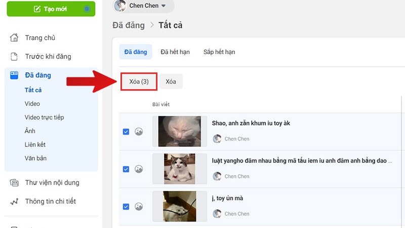 Cách xóa nhiều bài viết bằng tool trên fanpage
