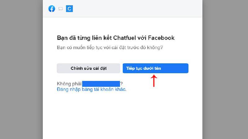 Đăng nhập Chatfuel với tài khoản Facebook đang quản lý fanpage