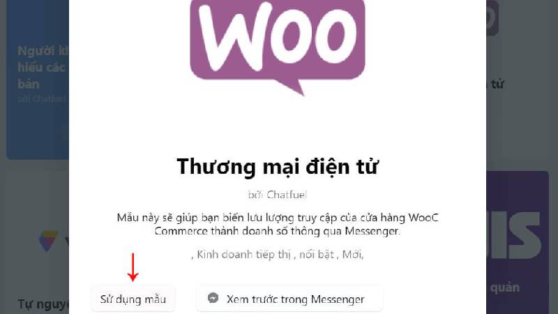 xem trước trong Messenger trước khi sử dụng mẫu