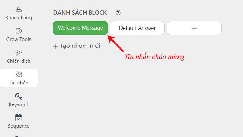 Chức năng Tin nhắn - chào mừng khách mới fchat