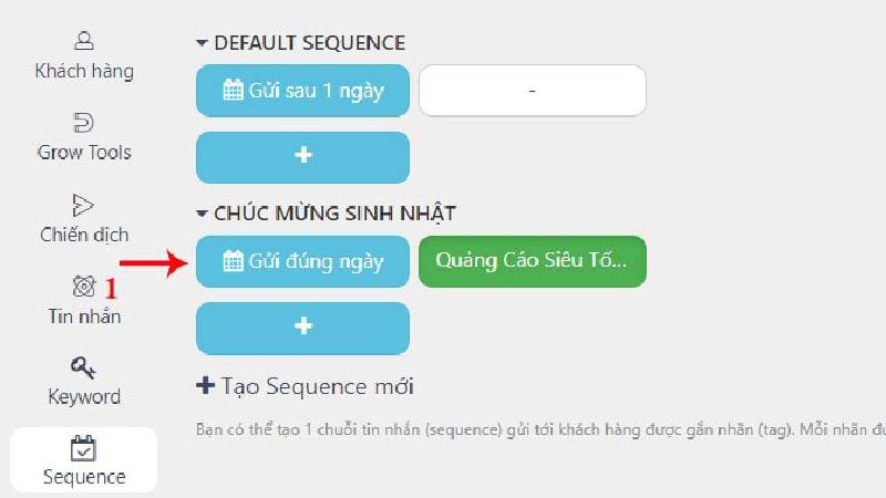 Sequence chuỗi hành động gửi tin nhắn đến khách hàng một cách đều đặn fchat