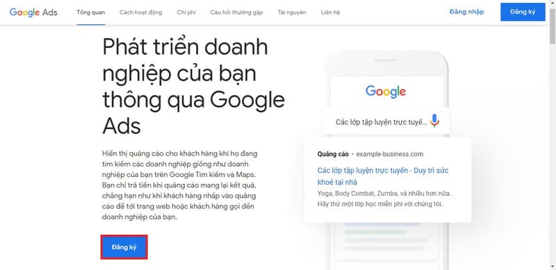 Tạo tài khoản Google Ads